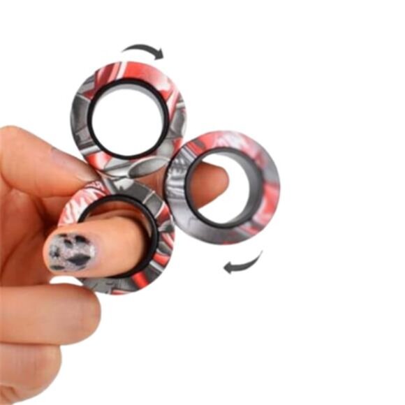 Magnetic Rings Fidget Toy Set, ADHD Stress Relief Fidget Toys, Magnet Spinner - Picture 6 of 6